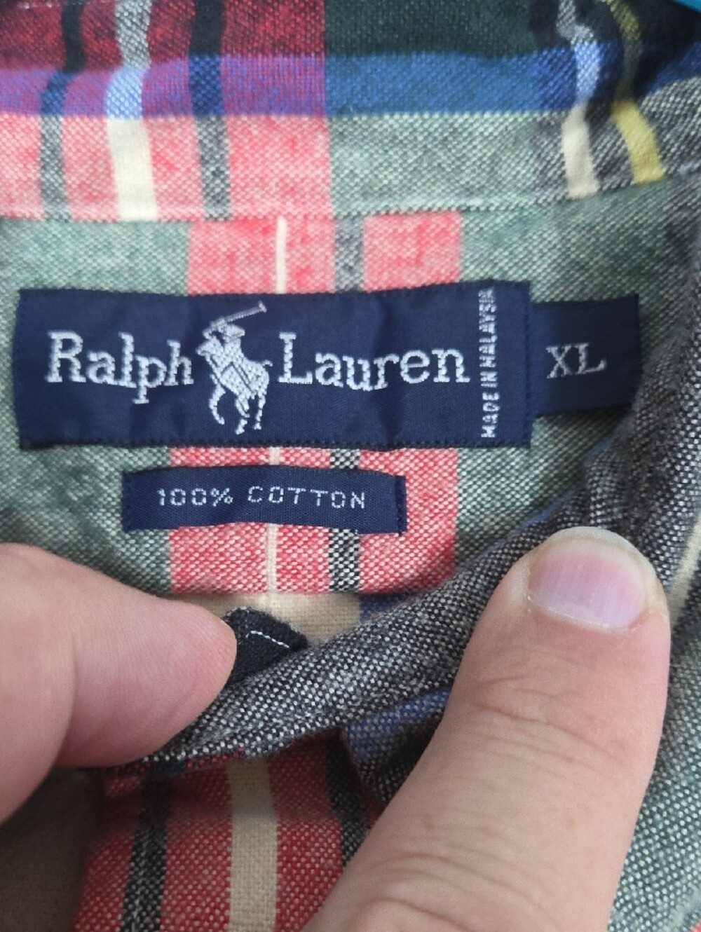 Ralph Lauren Cream, Red & Green Plaid Button-Down Shirt - Picture 3 of 8